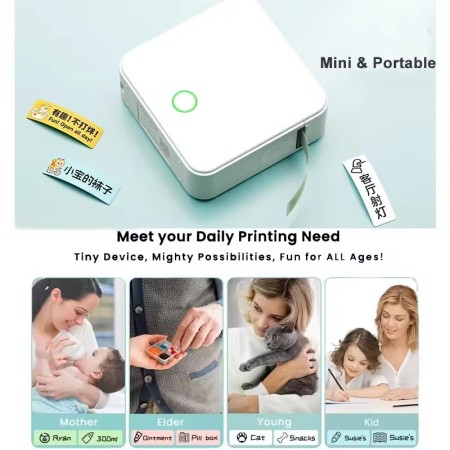 Mini Stampante Etichette Termica P0 | Bluetooth Portatile | Per Cavi Elettrici 12-14mm