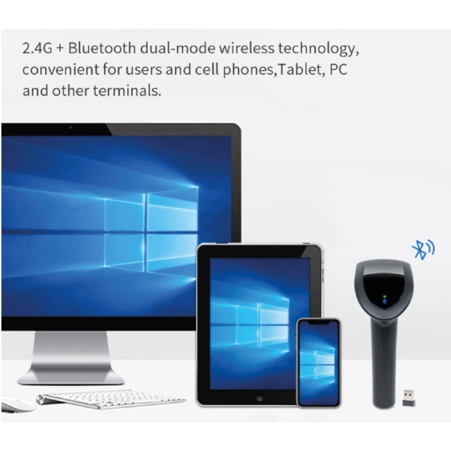 Scanner Barcode BWHS25L | Lettore 1D/2D Wireless Mani Libere USB/BT
