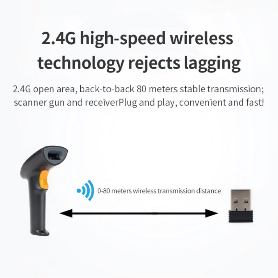 Scanner Barcode BWHS25L | Lettore 1D/2D Wireless Mani Libere USB/BT