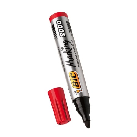 Pennarello singolo BIC Marking 2000 rosso, punta larga conica, venduto al pezzo singolo.