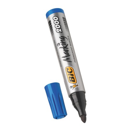 Pennarello singolo BIC Marking 2000 blu, punta larga conica, venduto come pezzo singolo.