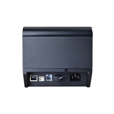 Dettaglio del pannello delle interfacce della stampante 808 con le porte USB, LAN ben visibili.