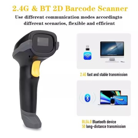 Scanner Barcode 1D 2D QR Wireless 2.4G Bluetooth A66DZ-E