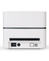 Vista posteriore della stampante M4201 bianca con porta USB e connessione WiFi