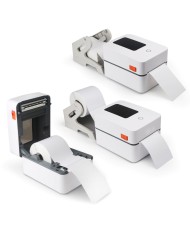 Stampante M4201 di colore bianco in un ambiente di lavoro e-commerce.