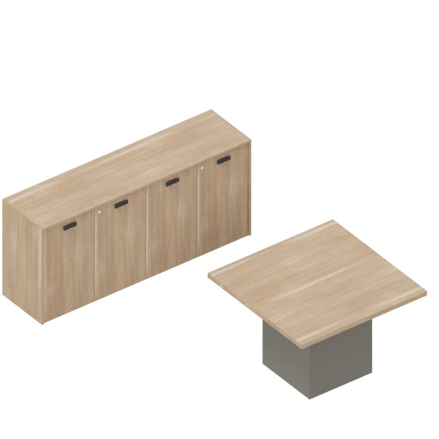 Armadio contenitore basso con tavolo riunione - Linea Tower Evo