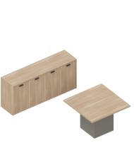 Armadio contenitore basso con tavolo riunione - Linea Tower Evo