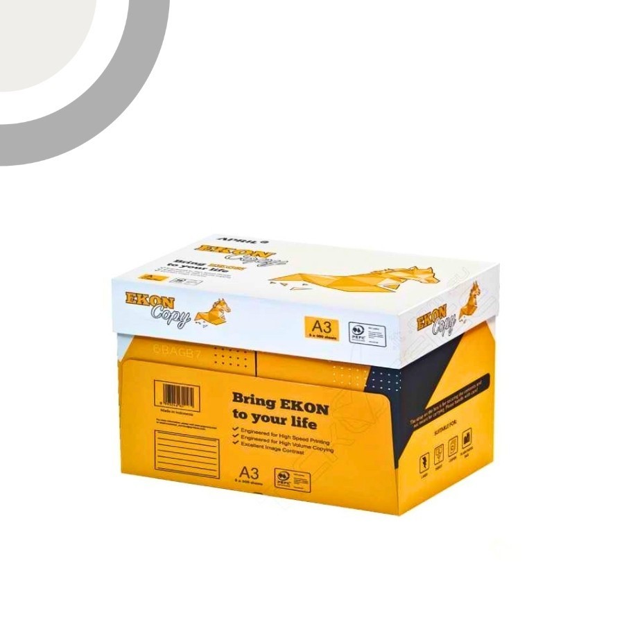 5 pz Ekon Copy risma carta A3 42x29,7cm 80gr per ufficio, stampa e fotocopie, Formato A3, 80 gr