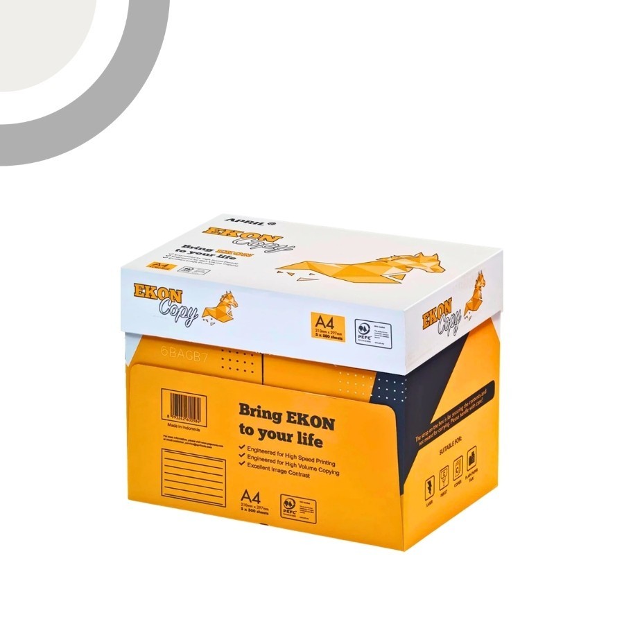 5 pz Ekon Copy risma carta A4 21x29,7cm 80gr per ufficio, stampa e fotocopie, Formato A4, 80 gr