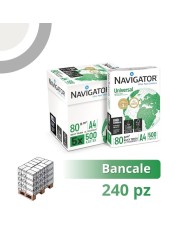 Bancale 240 risme Formato A4 Navigator Universal risma carta A4 21x29,7cm 80gr per ufficio, stampa e fotocopie