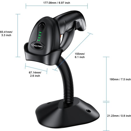 Scanner Barcode Wireless 2D HLH-4590B con Stand Auto-Sensing