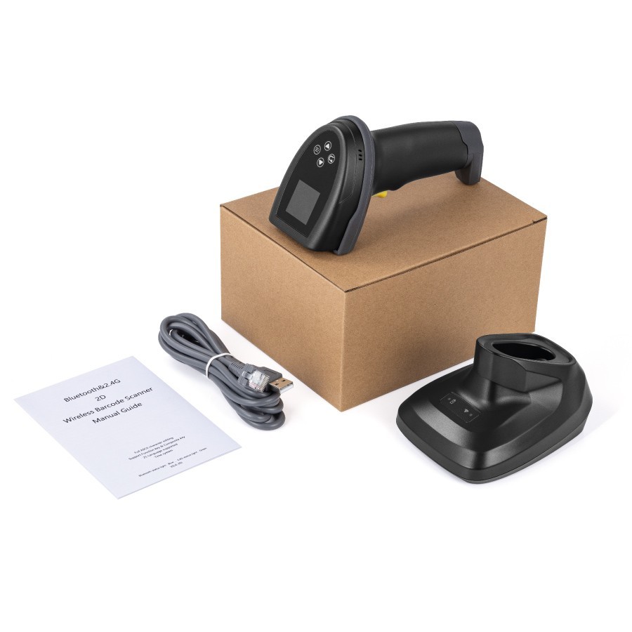 Scanner Barcode Wireless 1D 2D HLH-A88DZ con Display LCD e Base