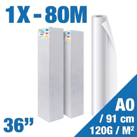 Carta Plotter White Back Speed Jet 120g 36" 91,4cm x 80m | Anima 76mm