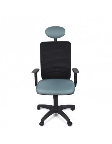 Poltrona con poggiatesta e braccioli regolabili schienale a righe struttura colore nero Frida