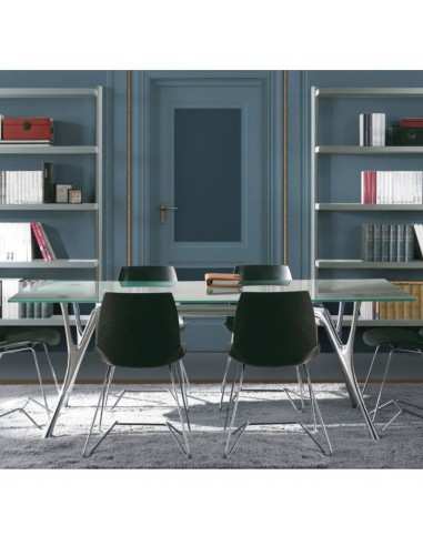 Tavoli rettangolari in vetro trasparente/satinato Pegaso