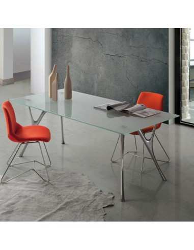 Tavoli rettangolari in vetro trasparente/satinato Pegaso