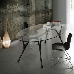 Tavoli rotondi in vetro trasparente/satinato Pegaso