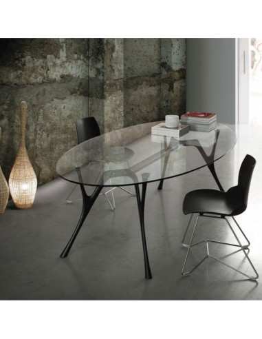 Tavoli rotondi in vetro trasparente/satinato Pegaso