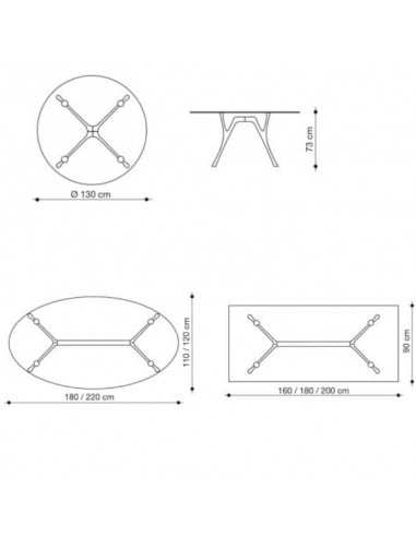 Tavoli rotondi in vetro trasparente/satinato Pegaso