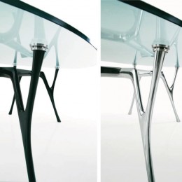 Tavoli rotondi in vetro trasparente/satinato Pegaso