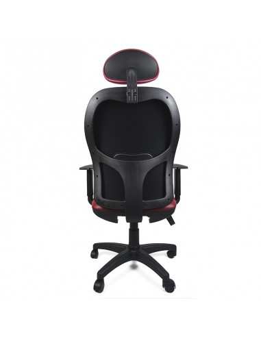 Poltrona con schienale tappezzato con poggiatesta e braccioli regolabili struttura colore nero Julia