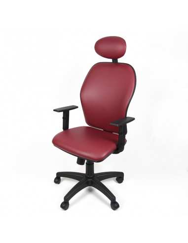 Poltrona con schienale tappezzato con poggiatesta e braccioli regolabili struttura colore nero Julia