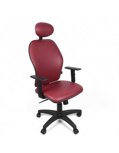 Poltrona con schienale tappezzato con poggiatesta e braccioli regolabili struttura colore nero Julia