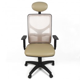 Poltrona Frida con poggiatesta e braccioli regolabili schienale a rete struttura colore nero