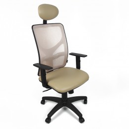 Poltrona Frida con poggiatesta e braccioli regolabili schienale a rete struttura colore nero