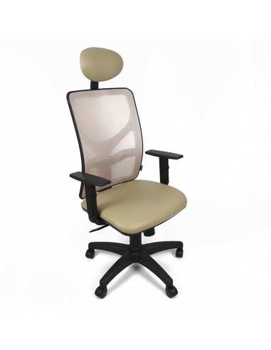 Poltrona Frida con poggiatesta e braccioli regolabili schienale a rete struttura colore nero