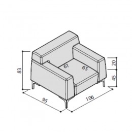 LAS - Divano 1/2 posti con piedini cromati