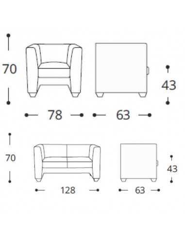 Divano 1/2 posti con struttura in multistrato tessuto personalizzabile Malala
