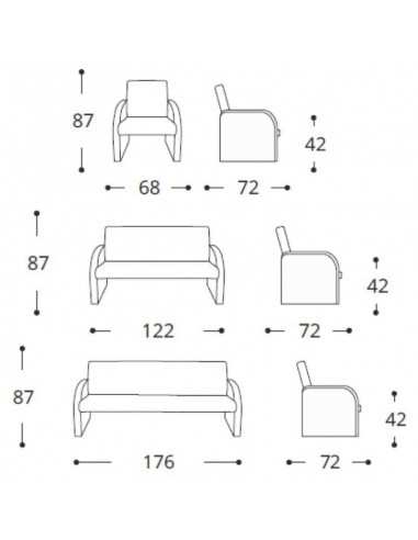 Divano 1/2/3 posti con struttura in acciaio e multistrato singolo Lozen