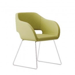 LAS - Poltroncina fissa con telaio cromato a slitta in tubolare