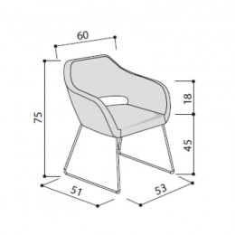 LAS - Poltroncina fissa con telaio cromato a slitta in tubolare