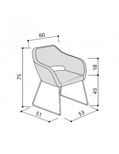 LAS - Poltroncina fissa con telaio cromato a slitta in tubolare