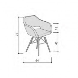 LAS - Poltroncina fissa con 4 gambe in legno naturale
