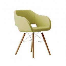 LAS - Poltroncina fissa con 4 gambe in legno naturale