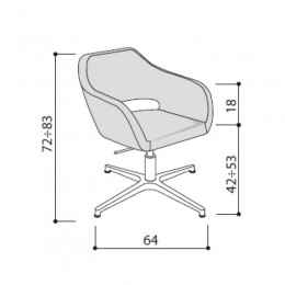LAS - Poltroncina girevole con base a 4 razze in alluminio