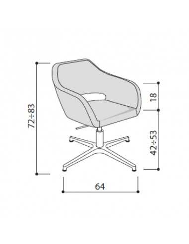 LAS - Poltroncina girevole con base a 4 razze in alluminio