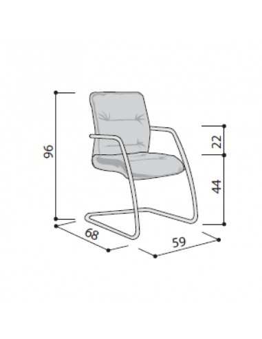 LAS - Poltrona direzionale con schienale medio su slitta in tubolare cromato