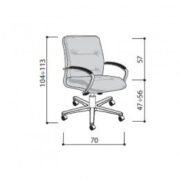 LAS - Poltrona direzionale con base in alluminio e schienale medio, braccioli cromati "BFC" con pad nero