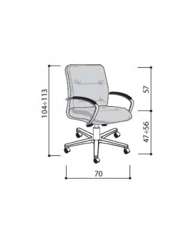 LAS - Poltrona direzionale con base in alluminio e schienale medio, braccioli cromati "BFC" con pad nero