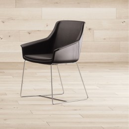 LAS - Poltrona direzionale con schienale basso e telaio cromato a slitta