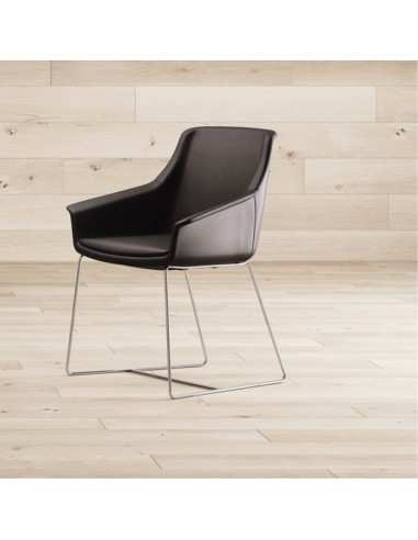 LAS - Poltrona direzionale con schienale basso e telaio cromato a slitta