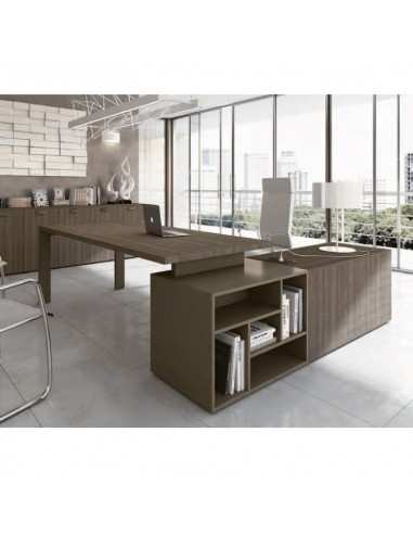 Ufficio completo composto da scrivania in legno, con 2 librerie Evo  portanti, mobile di servizio e