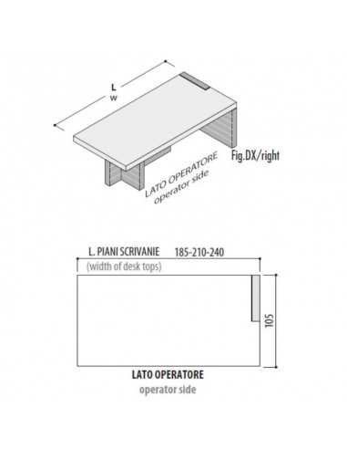 Ufficio completo composto da scrivania, cassettiera e due totem Jera