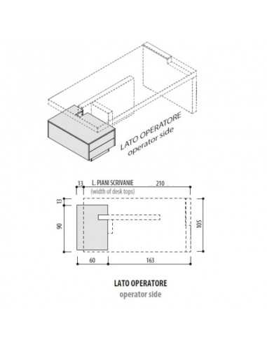 Ufficio completo composto da scrivania, cassettiera e due totem Jera