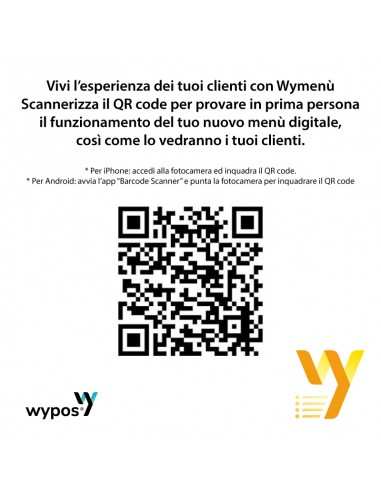 wymenù Attivazione Menù elettronico per pub ristoranti pizzerie - Licenza Durata 12 mesi